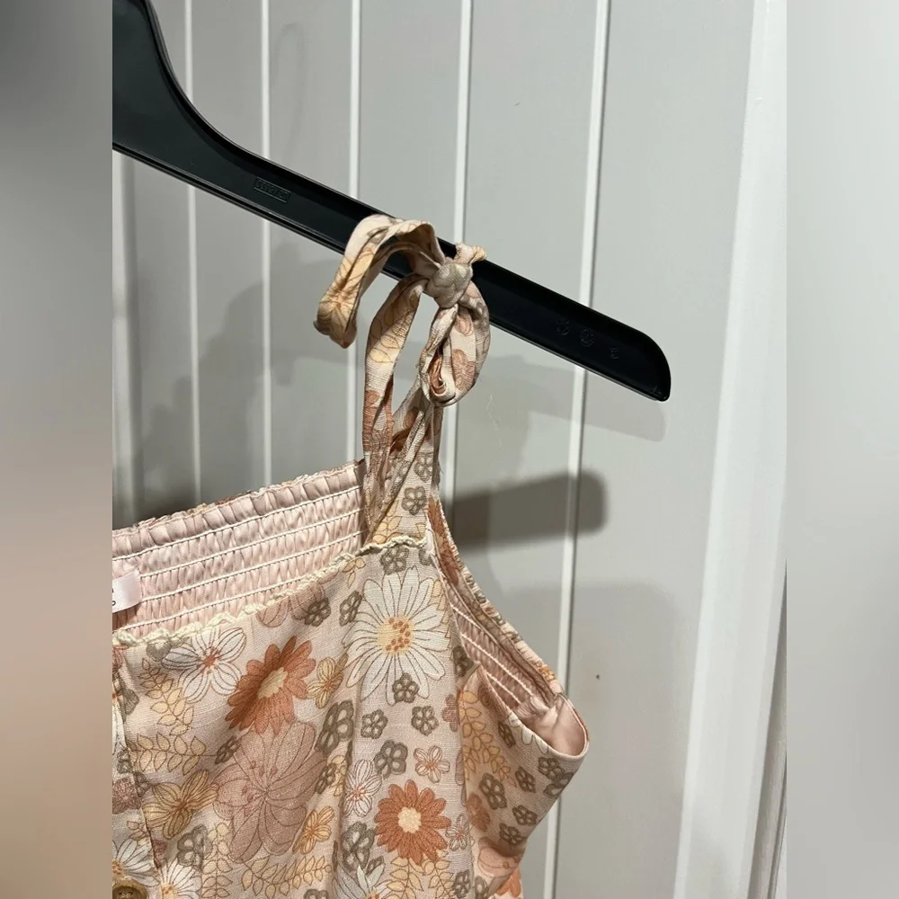 LC Lauren Conrad tan peach flower floral dress petite XL PXL - Picture 9 of 12